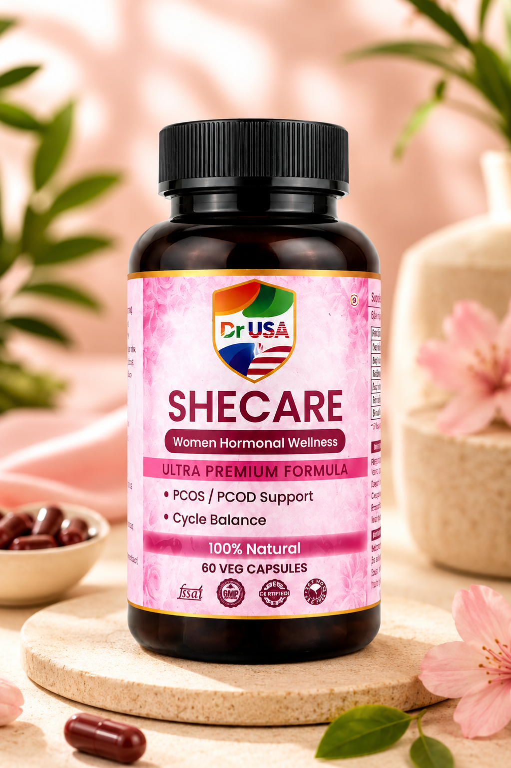 Dr USA SHECARE Women's Hormonal Wellness Formula | PCOS & PCOD Support Capsules