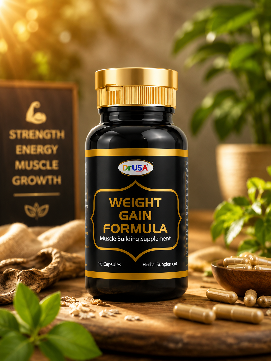Dr USA Weight Gain Formula Capsules | Herbal Muscle Building Supplement 90 Capsules - Image 2