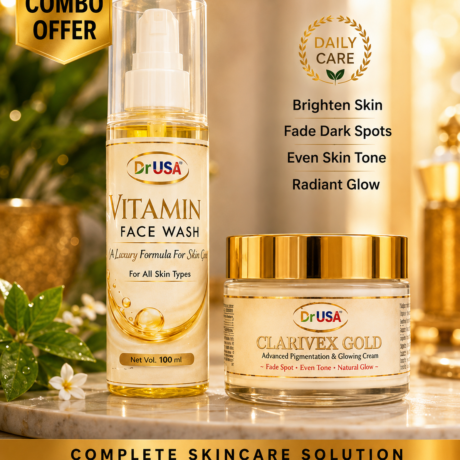 Dr USA Complete Skin Brightening Combo | Vitamin Face Wash & Clarivex Gold Cream