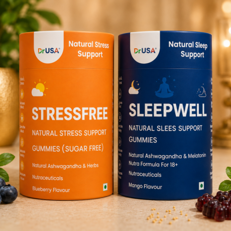 Dr USA StressFree & SleepWell Gummies Combo | Stress Relief & Sleep Support Gummies