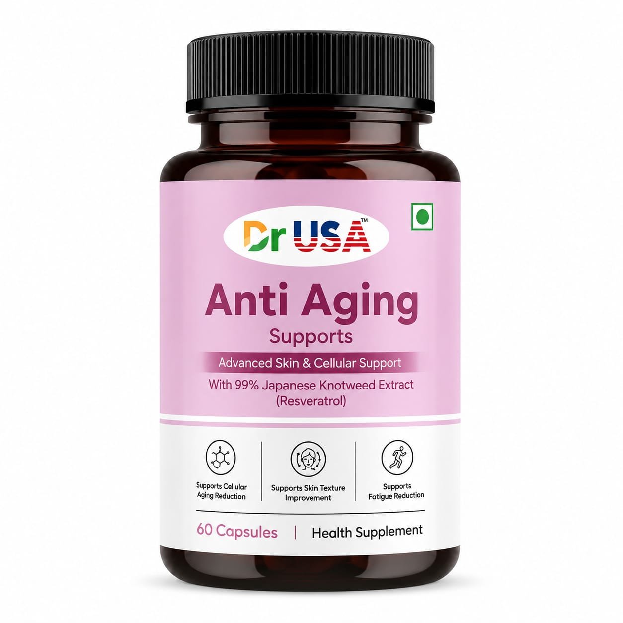 Dr USA Anti Aging Supports | Resveratrol Health Supplement – 60 Capsules