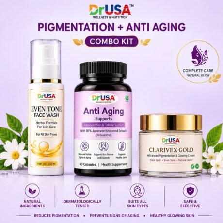 Dr USA Pigmentation and Anti Aging Combo Kit with Face Wash, Cream and Anti Aging Capsules