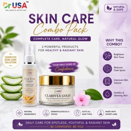 Dr USA Skin Care Combo Pack with Even Tone Face Wash and Clarivex Gold Cream